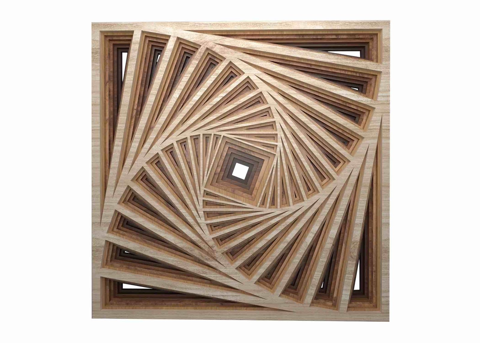 Square Vortex Multilayered Wood Art