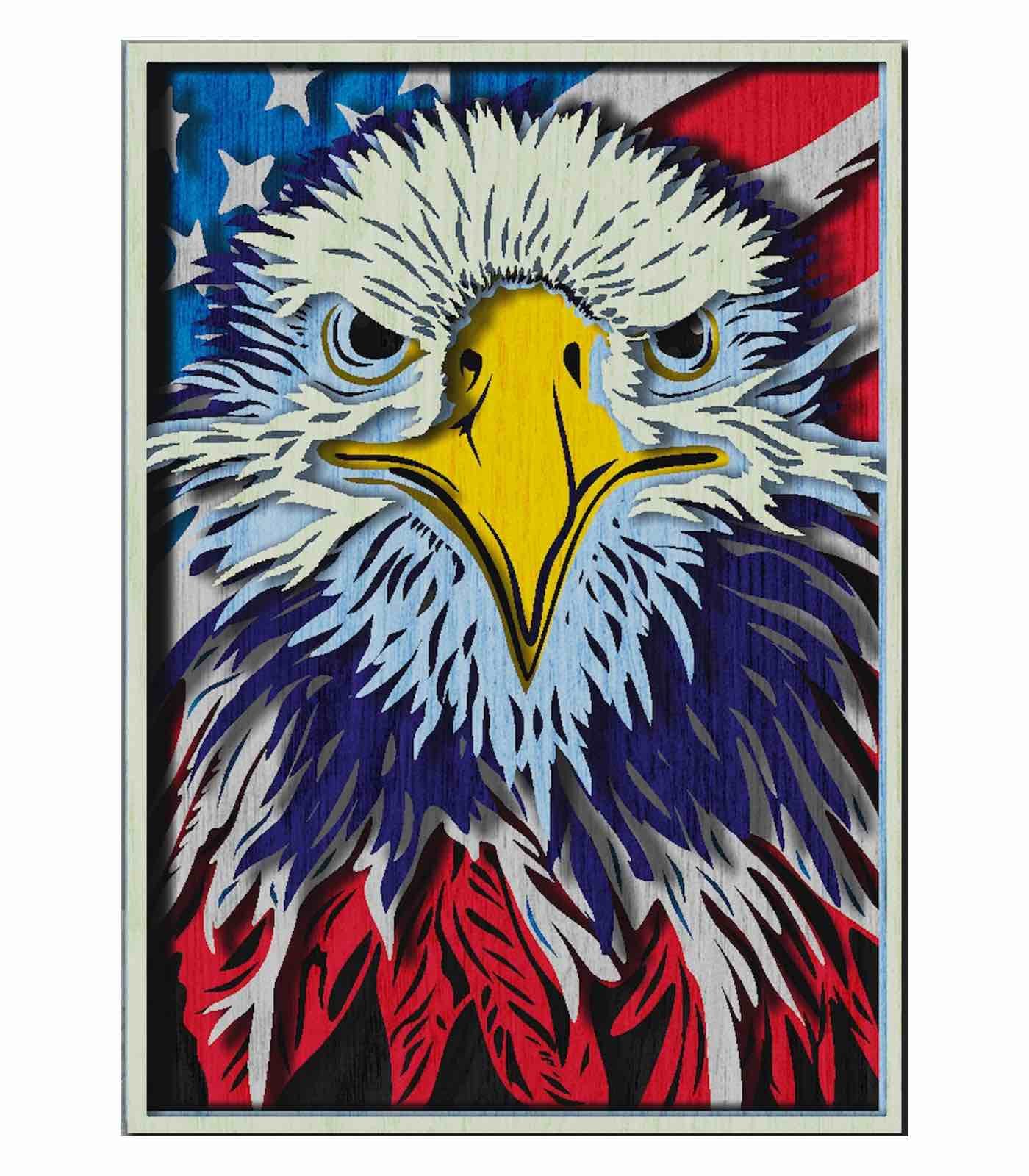 American Flag with eagle Wooden Layered Wall Art product picture